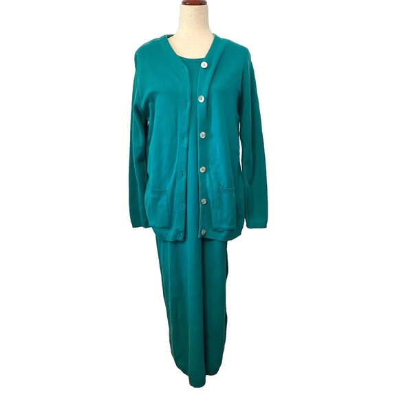 NWT Vtg American Knitworks 100% Cotton 4pc Lot Dress Skirt Cardigan Top Green Lg - Picture 5 of 16